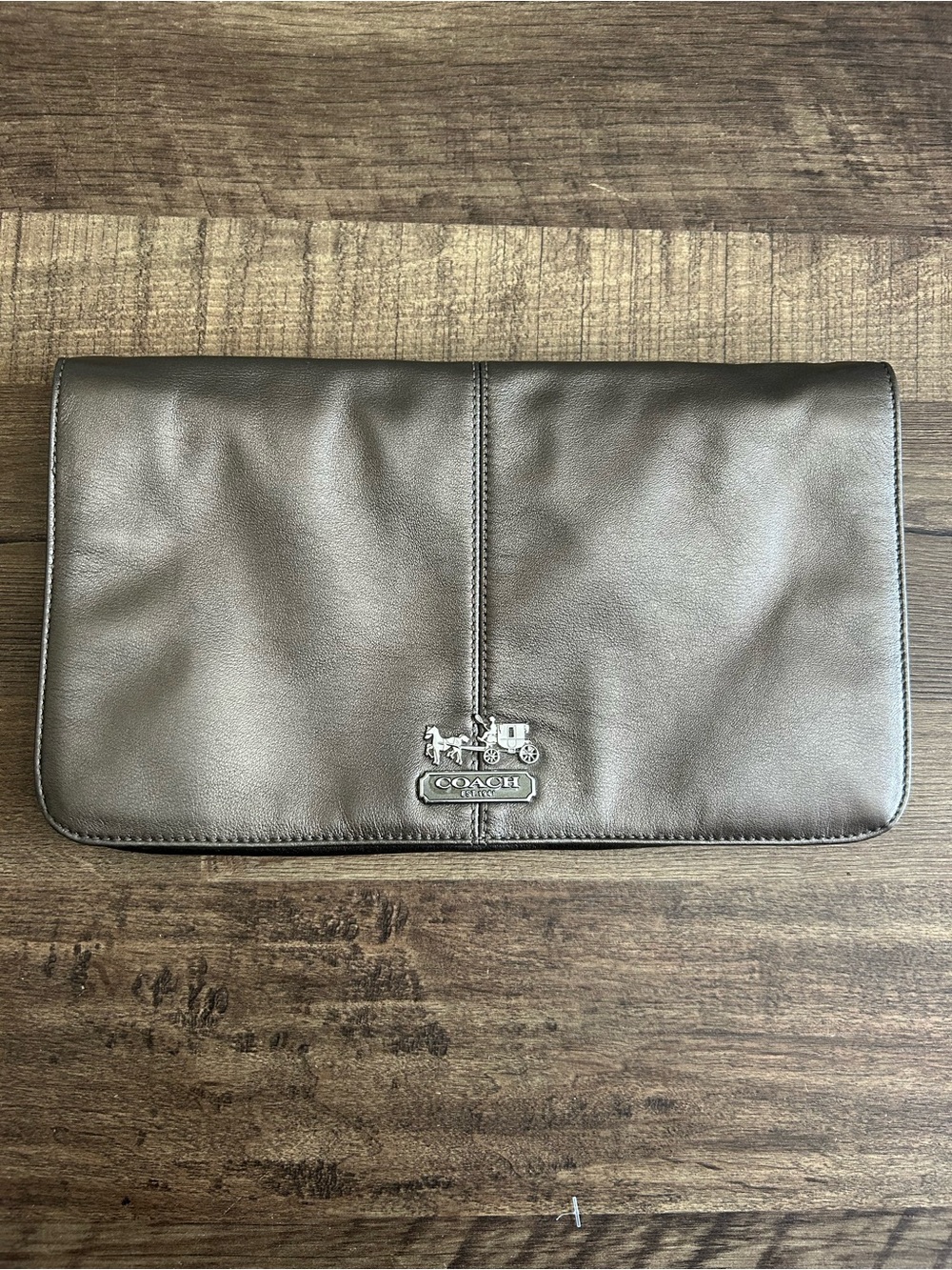 Coach Madison Metalic Leather Foldover Large Clutch Bag 44785